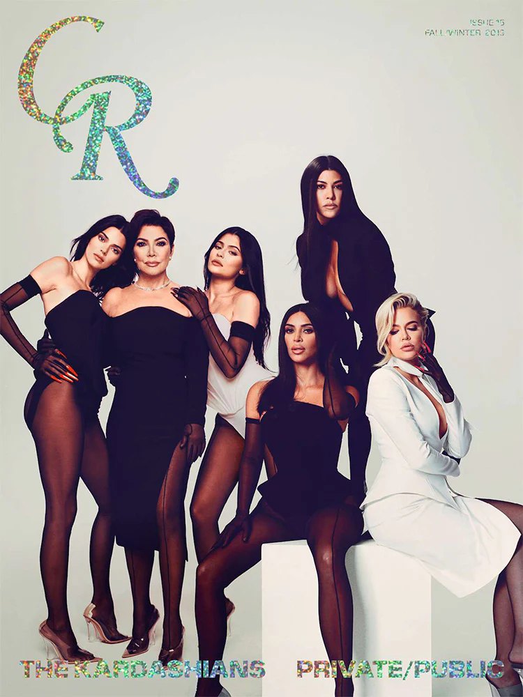 CR Fashion Book cover, the Kardashian Jenner family, makeup by Ash K Holm